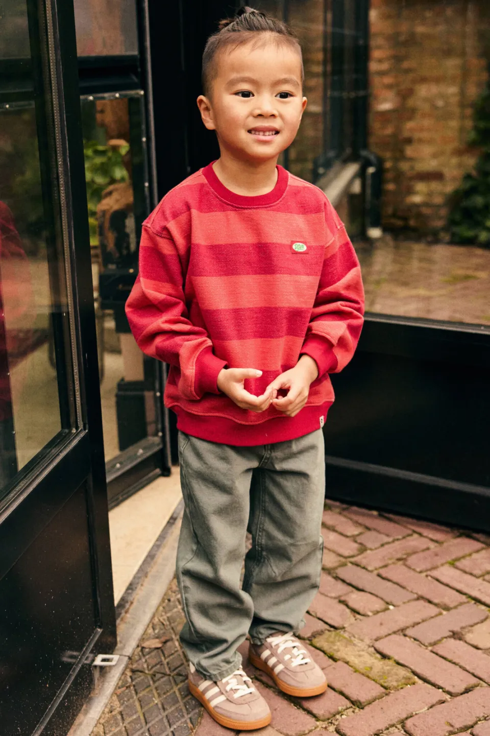 Daily7 oversized gestreepte sweater - rood