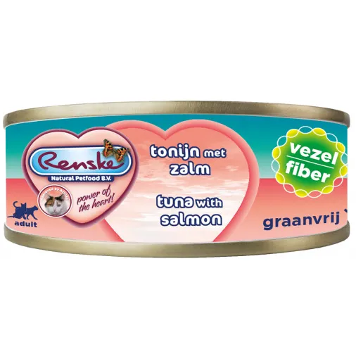 Renske vezel tonijn met zalm natvoer kat 24 x 70 g