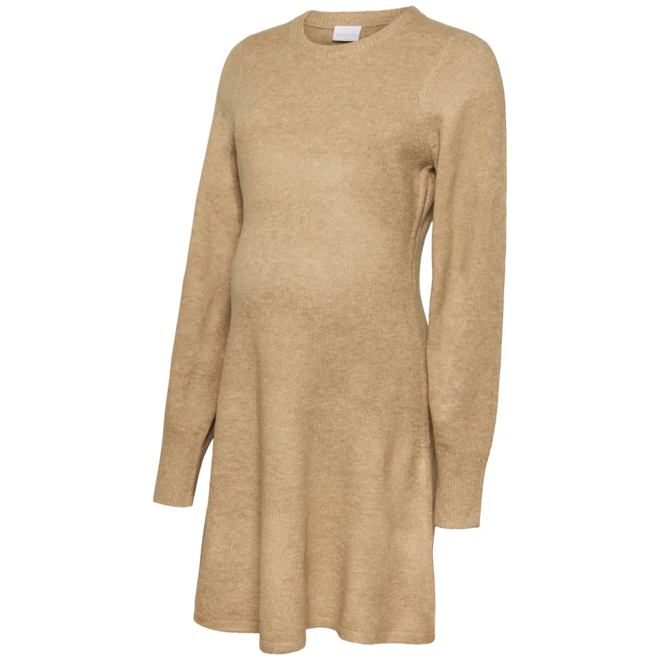 Mamalicious gebreide zwangerschapsjurk beige, foto 2