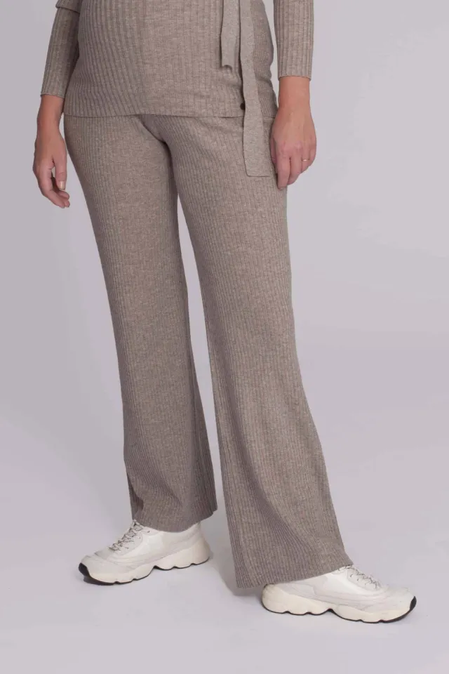 LOVE2WAIT wide leg high waist zwangerschapsbroek beige, foto 3