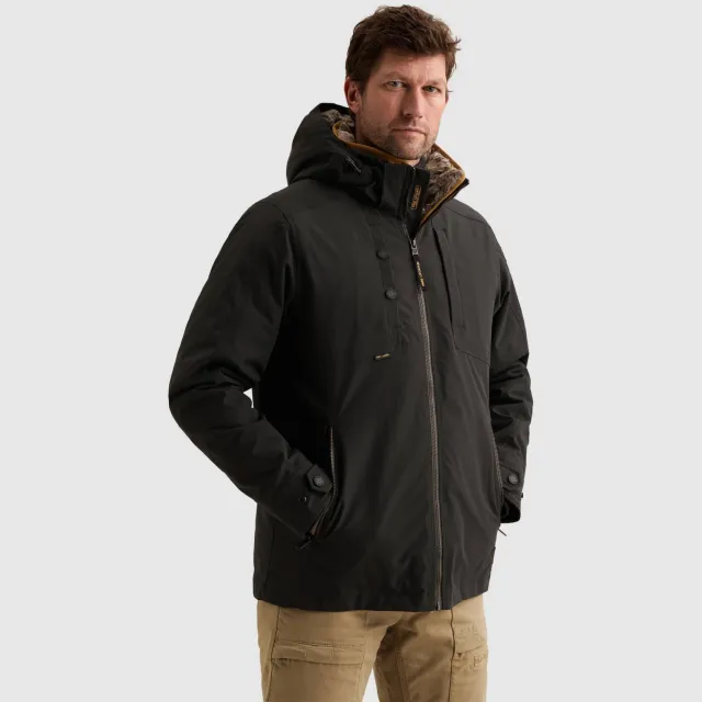 PME Legend SNOWPACK winterparka met imitatiebontkraag - jet black