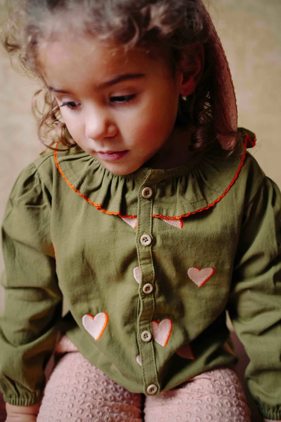 Riffle Amsterdam blouse met hartjes groen roze, foto 7