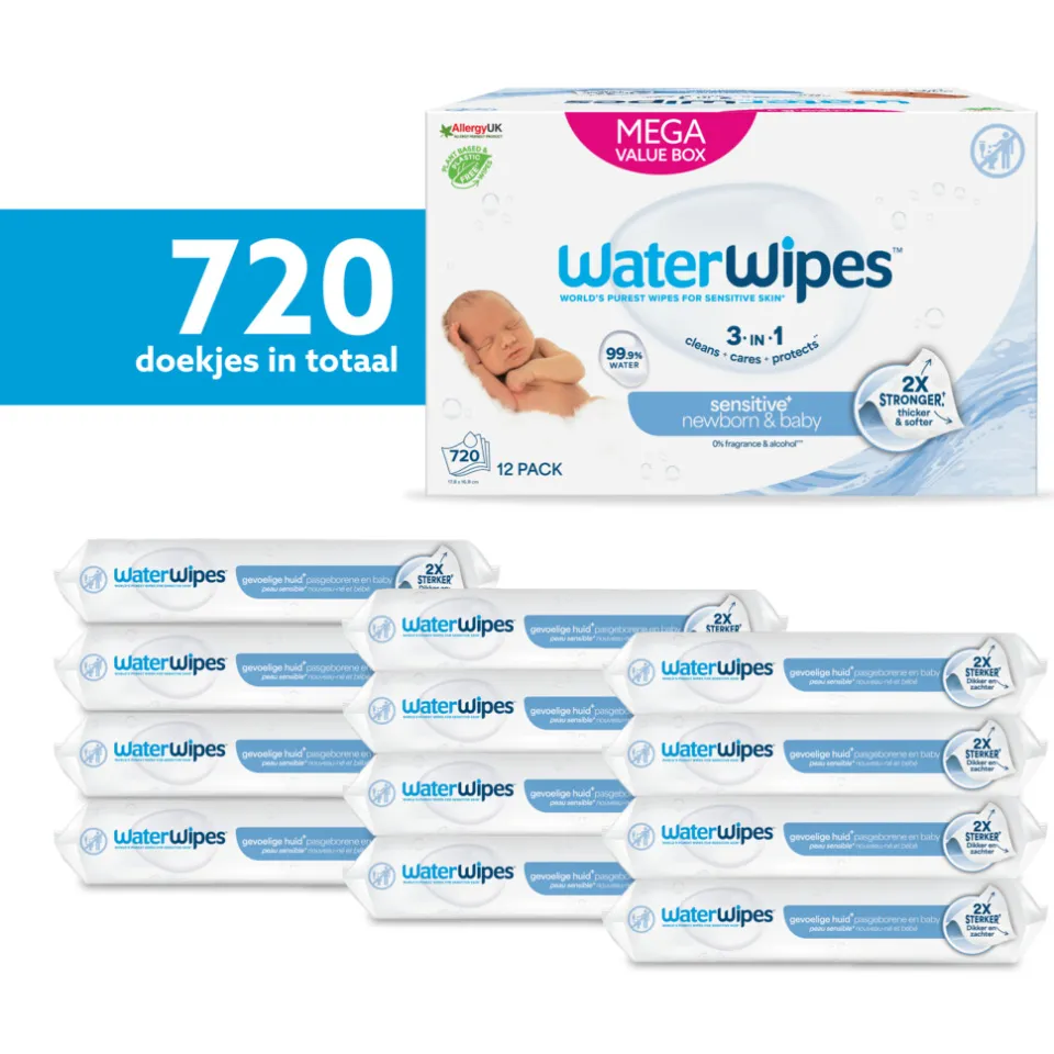 WaterWipes billendoekjes 12 x 60 stuks, foto 4