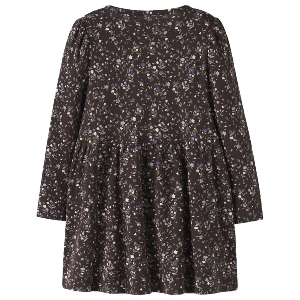 NAME IT MINI gebloemde midi jurk donkerbruin, foto 4