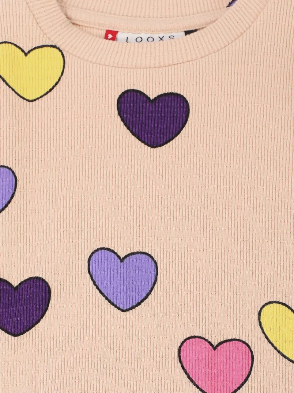 LOOXS Little aansluitende longsleeve met hartjes beige, foto 5