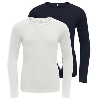 Only longsleeves donkerblauw en wit set van 2 Donkerblauw/wit