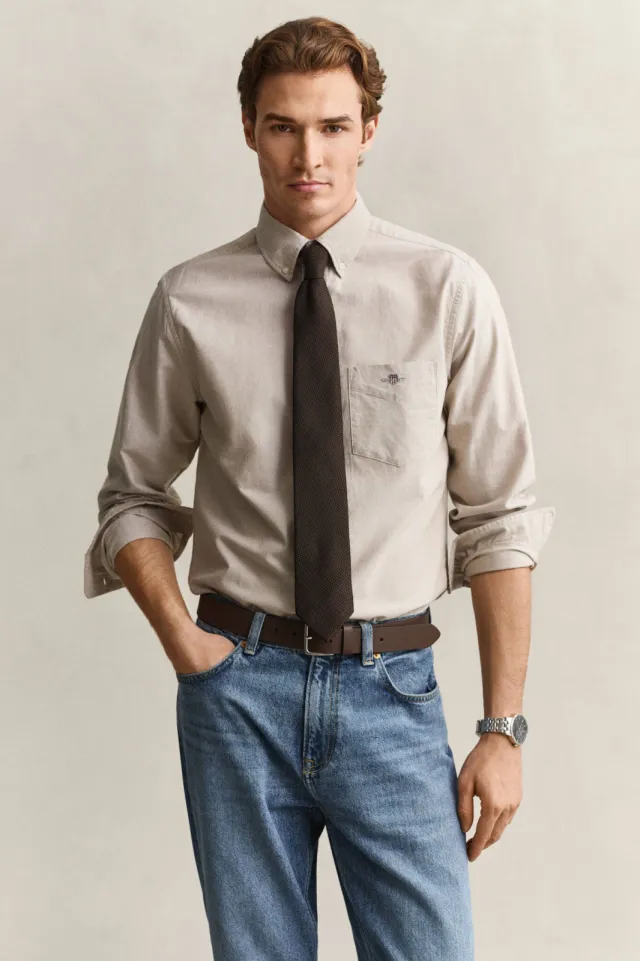 Gant regular fit casual oxford overhemd - licht taupe, foto 4