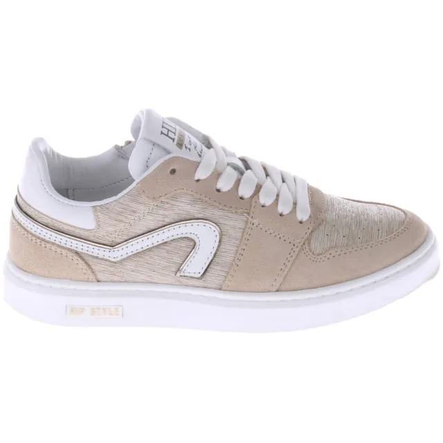 Hip leren sneakers beige