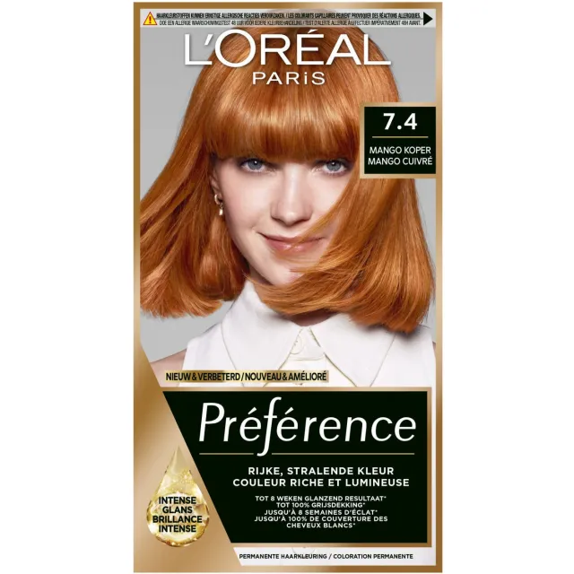 L'oréal Préférence 7.4 haarkleurmiddel mango koper 7.4 mango koper, foto 2
