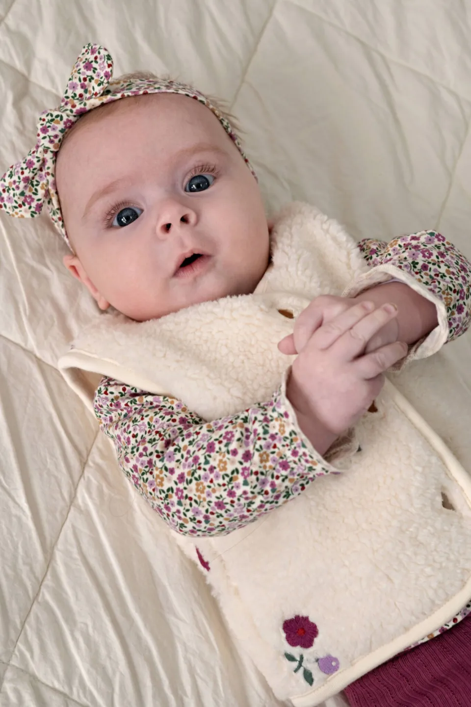 Feetje teddy gilet Afternoon Tea creme/berry/lila