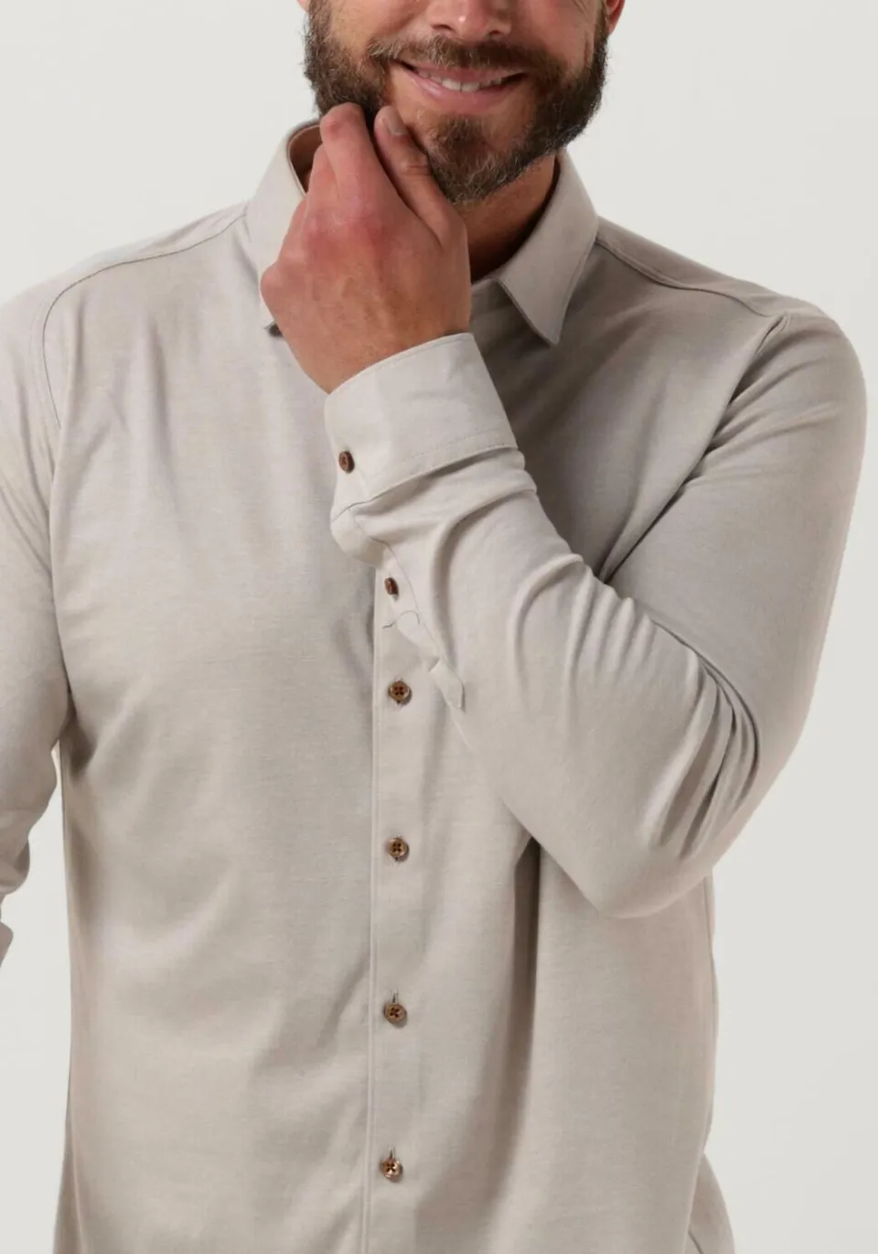 Desoto Slim Fit jersey overhemd beige, foto 4