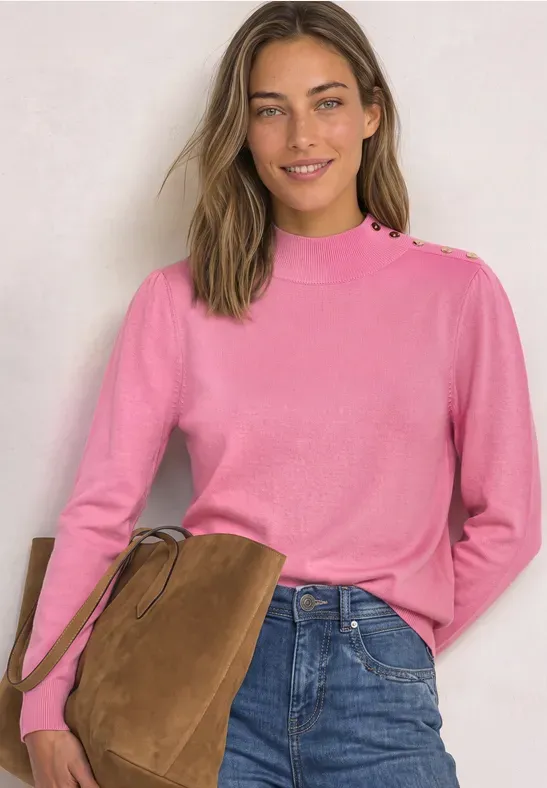 Street One Trui met col en knoopdetails Pink