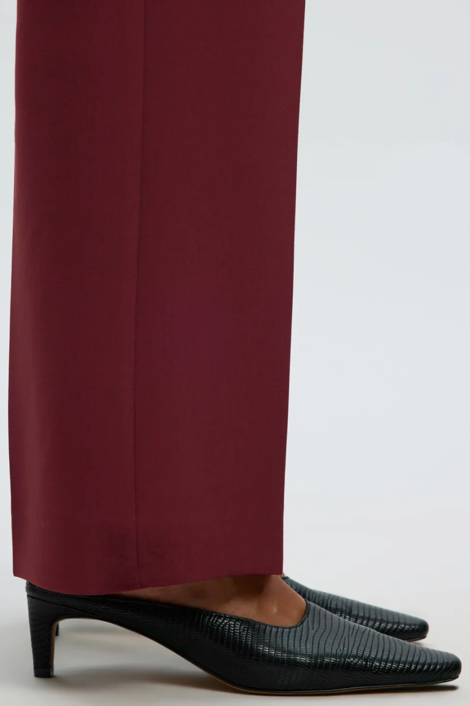 Selected wide leg casual broek - donkerrood, foto 3