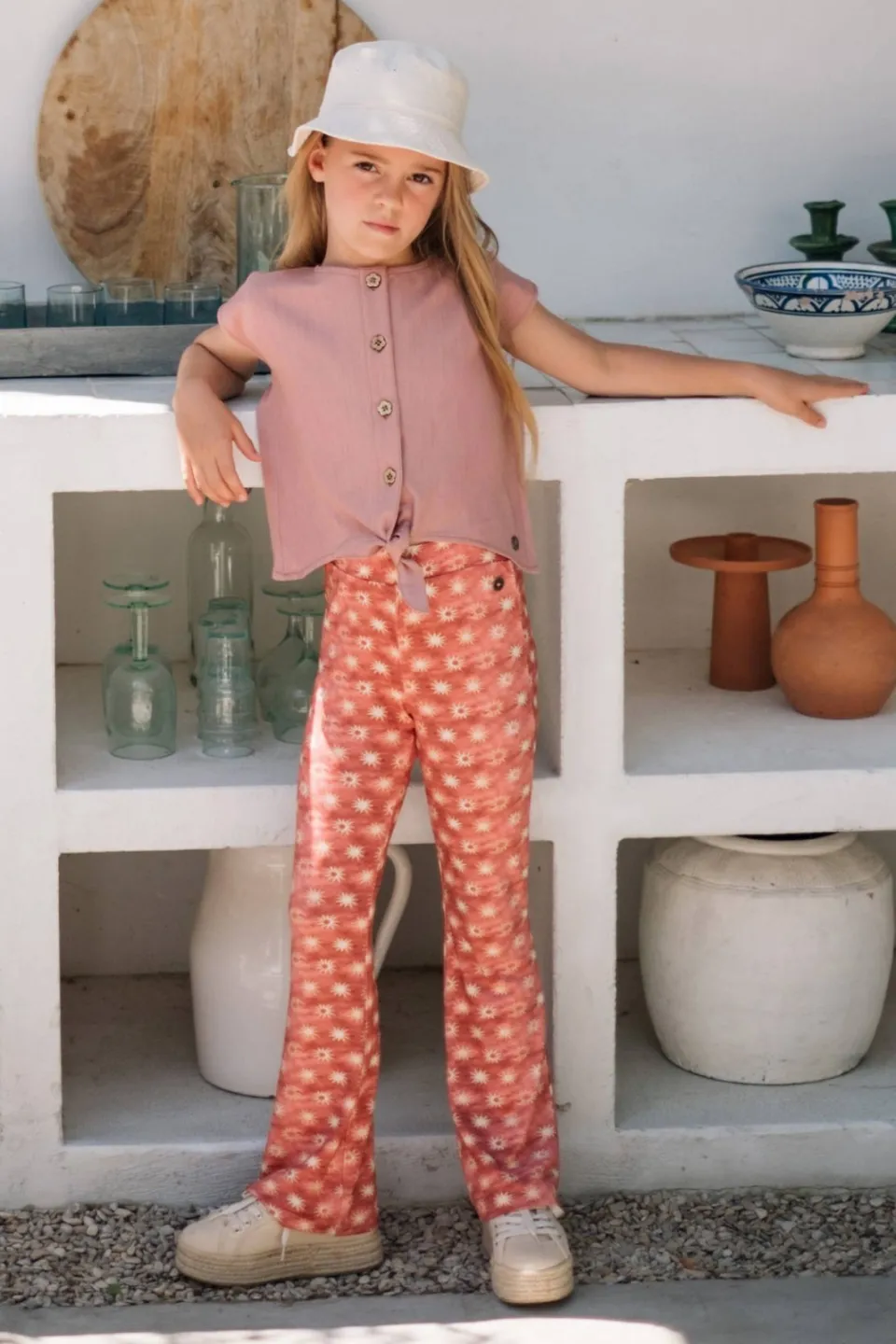 Like Flo flared broek koraalroze, foto 3