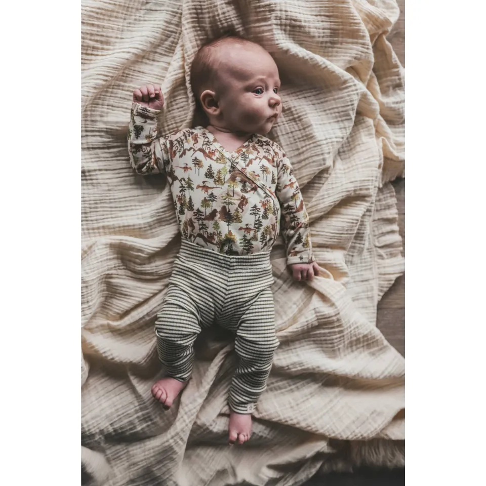 Your Wishes baby longsleeve wit groen bruin Wit/groen/bruin