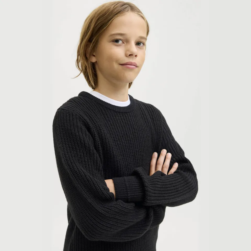 Jack & Jones JUNIOR trui zwart grof gebreid, foto 4