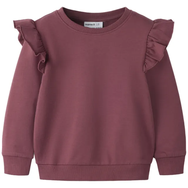 NAME IT MINI rechtvallende sweater met ruches - donkerrood