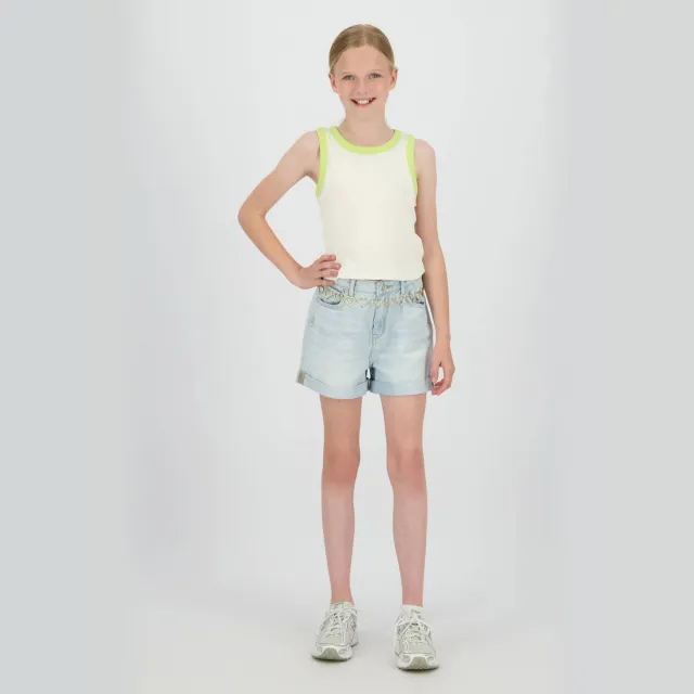 Raizzed Tracie mouwloze top ecru limegroen Ecru/limegroen
