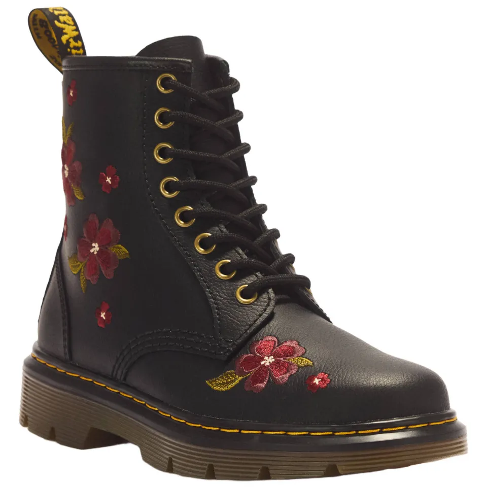 Dr. Martens 1460 Pascal J leren gebloemde enkelboots met borduursels - zwart, foto 3