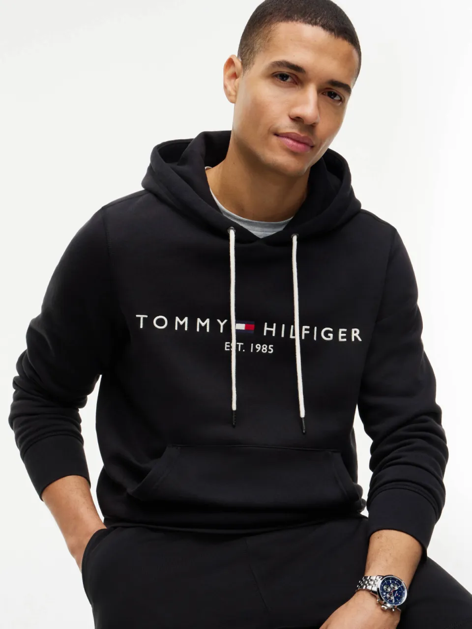 Tommy Hilfiger hoodie met katoen jet black, foto 7