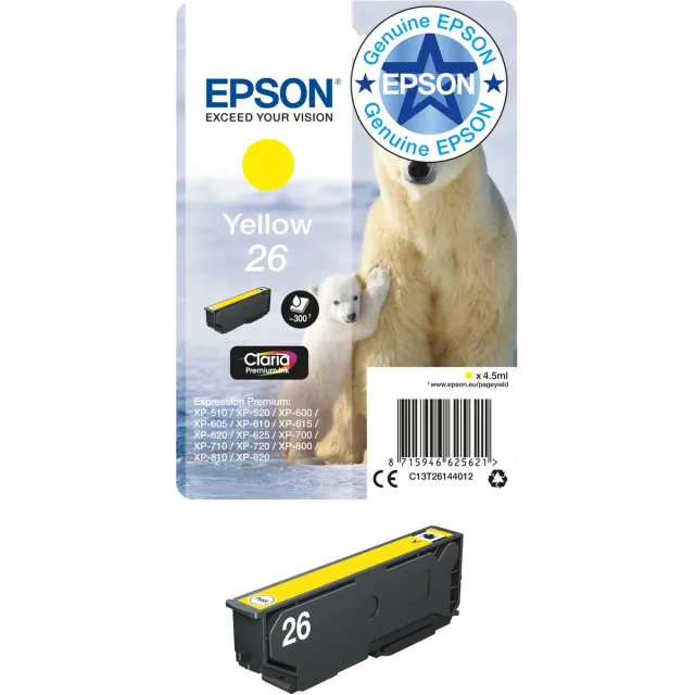 Epson Inktcartridge epson 26 t2614 geel