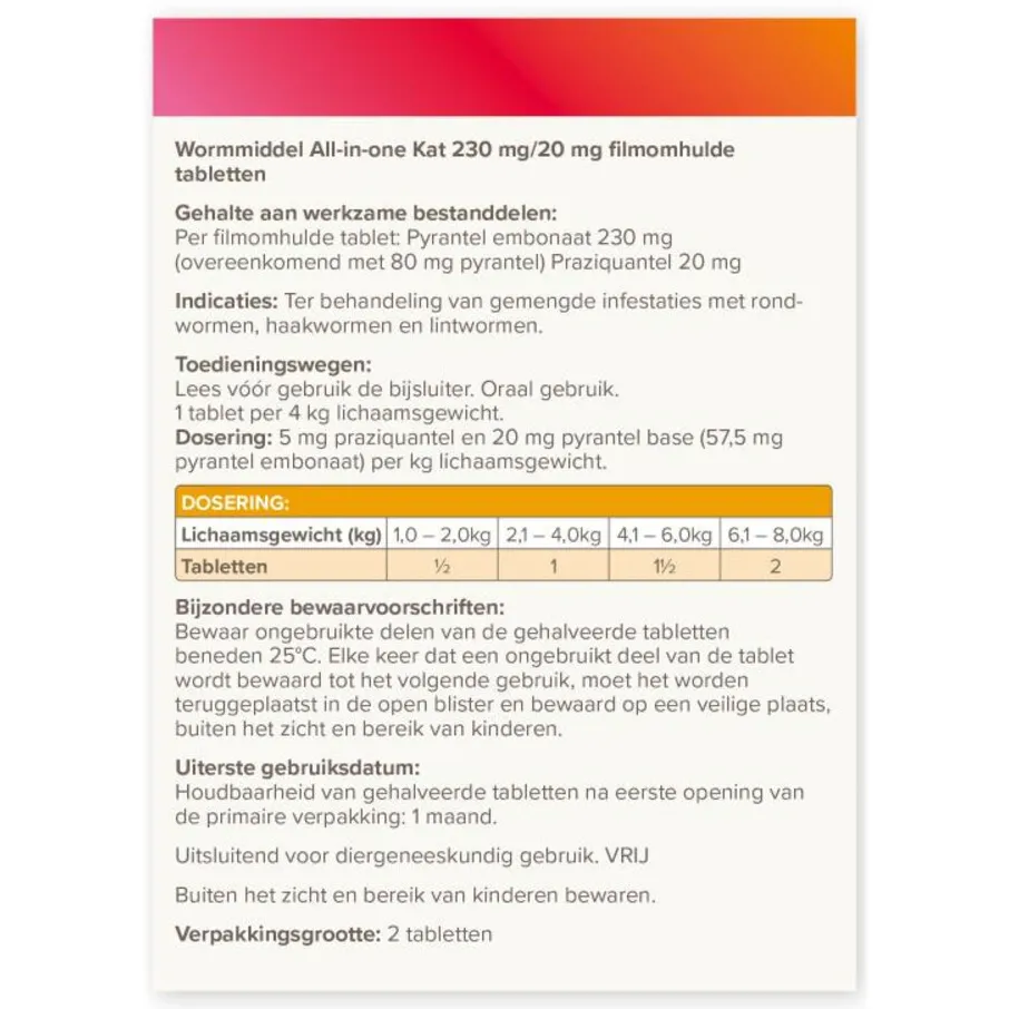 Beaphar All-in-one Ontworming Tabletten Kat Vanaf 1 kg 2 tabletten, foto 2
