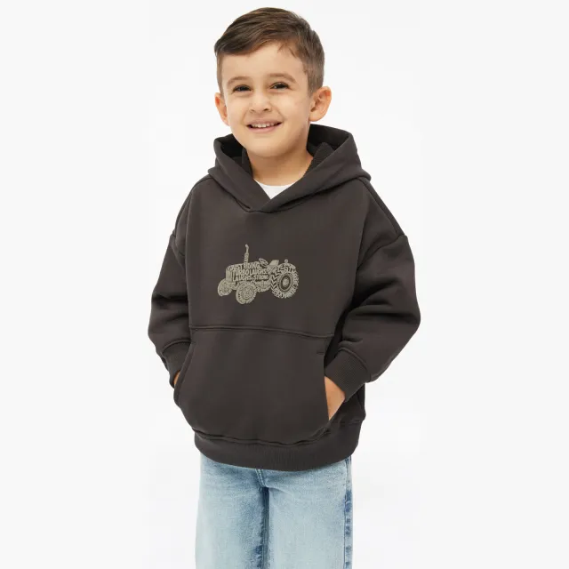 s.Oliver hoodie met print - donkerbruin