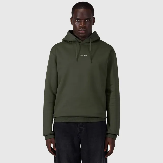 Pure Path regular fit hoodie met backprint - dark army Donkergroen