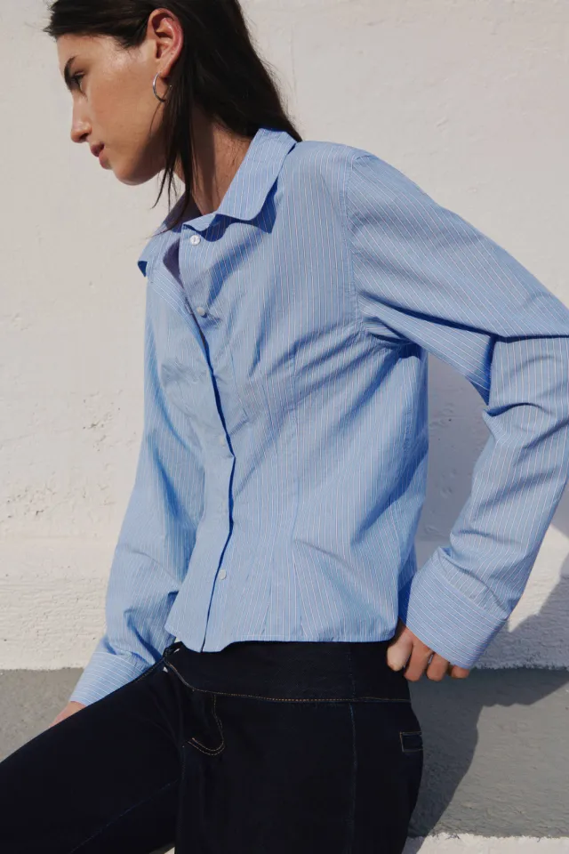 Mango Teen gestreepte blouse lichtblauw lichtblauw/wit, foto 3