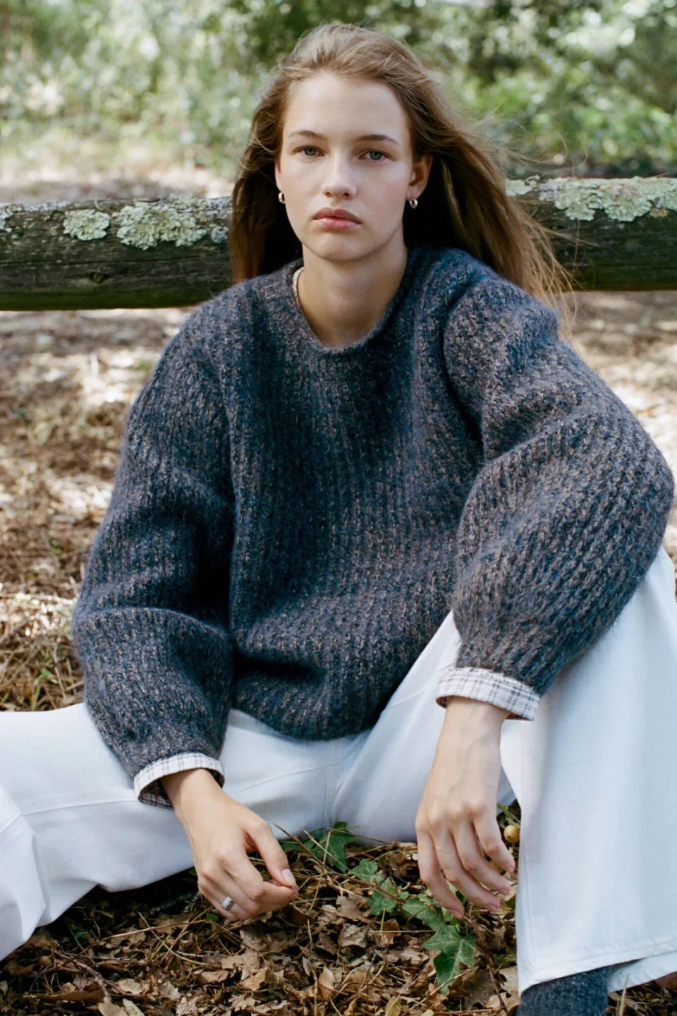 Mango TEEN gebreide gemêleerde trui met wol - blauw