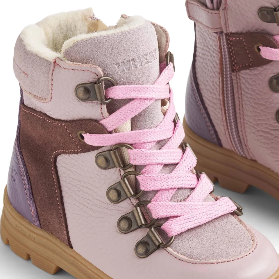 Wheat leren enkelboots met profielzool - lichtroze, foto 5