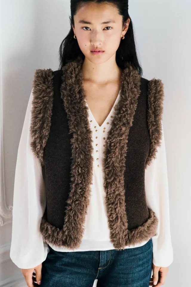 Mango TEEN wollen gilet - bruin