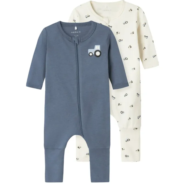 NAME IT BABY pyjama NBMNIGHTSUIT blauw/ecru (set van 2), foto 2