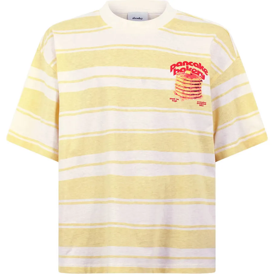 Shoeby gestreept t-shirt lichtgeel, foto 3