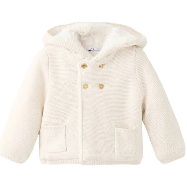 Mango Kids katoenen gebreid vest - beige