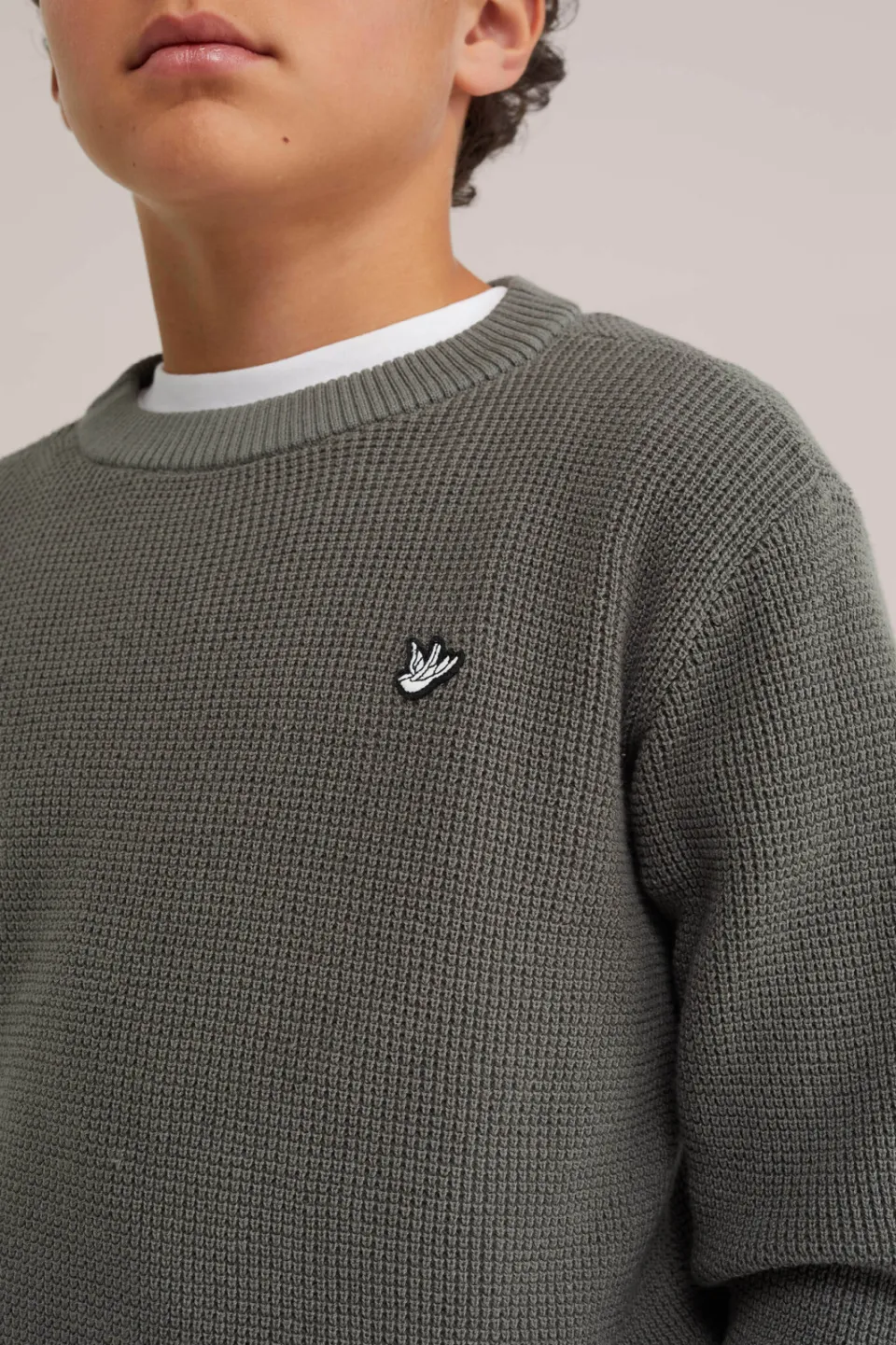 WE Fashion katoenen gebreide trui - olijfgroen, foto 5