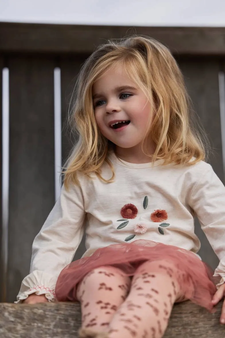 Little Dutch gebloemde longsleeve met ruches beige