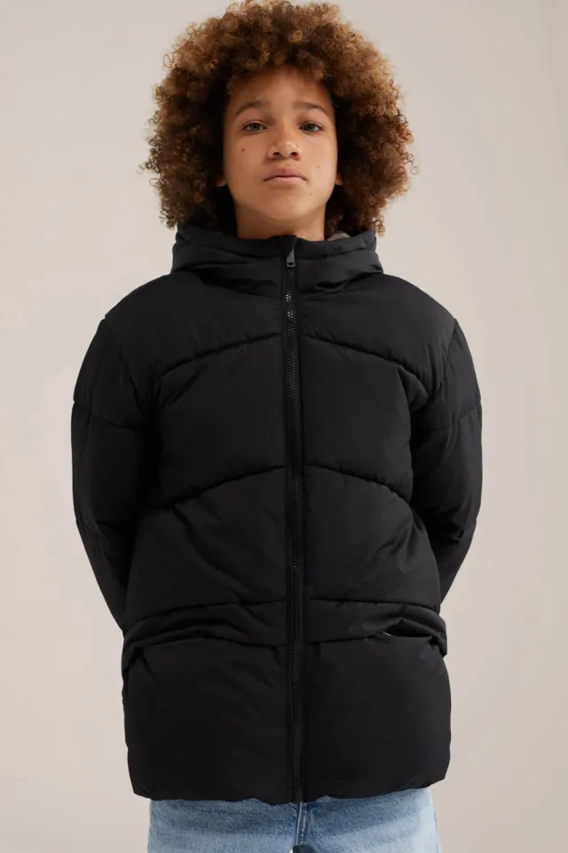 WE Fashion winterjas zwart met capuchon, foto 6