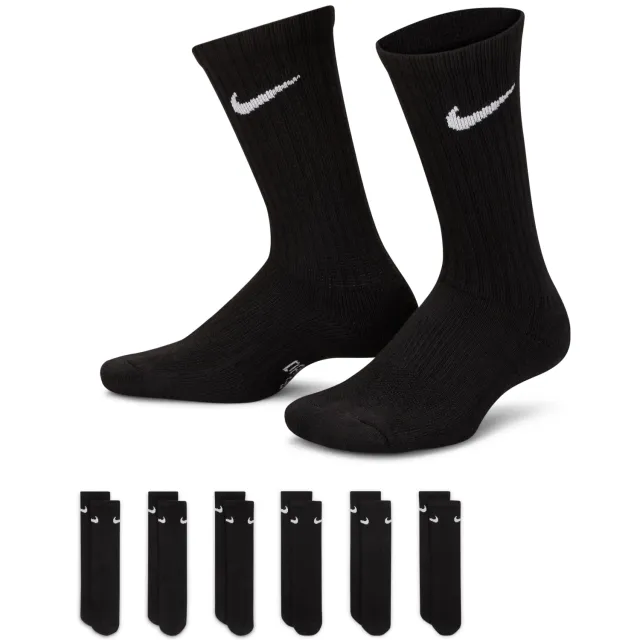 Nike Everyday Cushioned Crew sokken 6-pack zwart Black