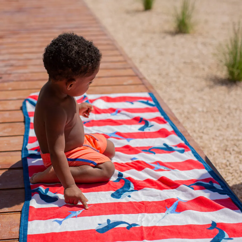 Swim Essentials kinderstrandlaken rood wit, foto 3