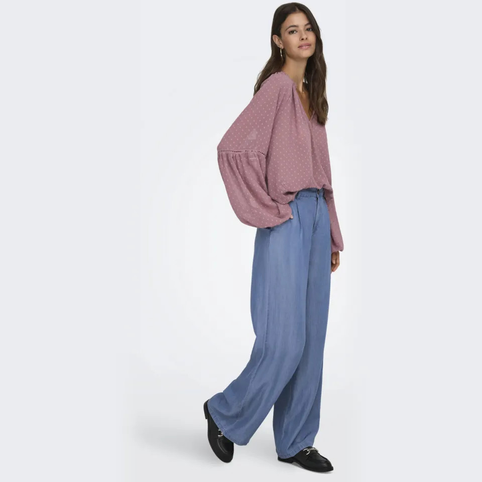 JDY denim regular waist casual broek blauw, foto 4