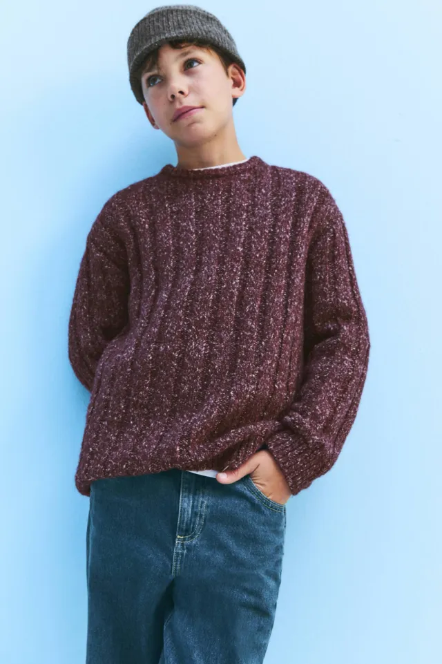 Mango Kids gebreide trui met wol - donkerrood