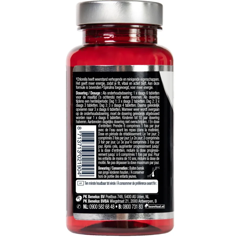 Lucovitaal Chlorella Spirulina - 200 tabletten, foto 3