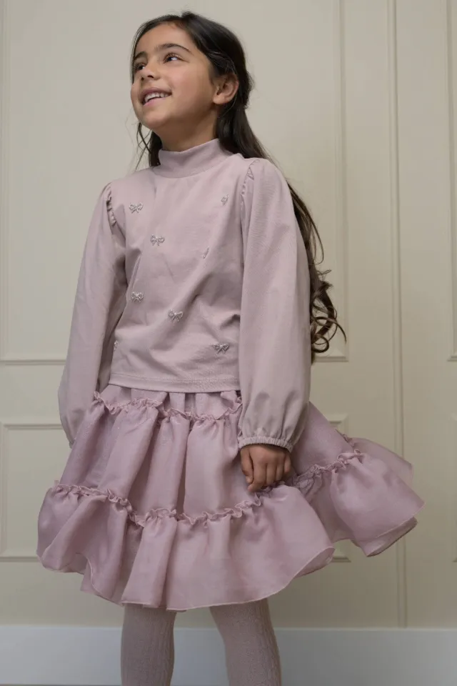Le Chic korte tule rok met glitters roze, foto 2