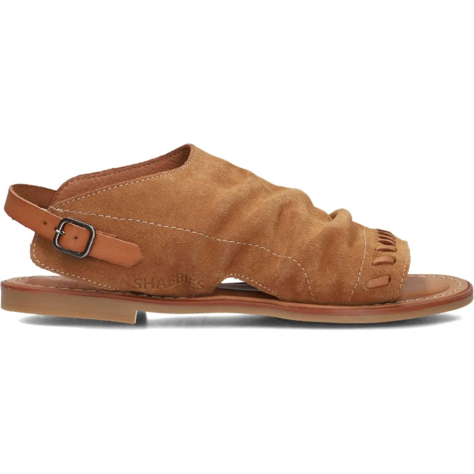Shabbies Amsterdam Angel Sleeve sandaal suède cognac Camel