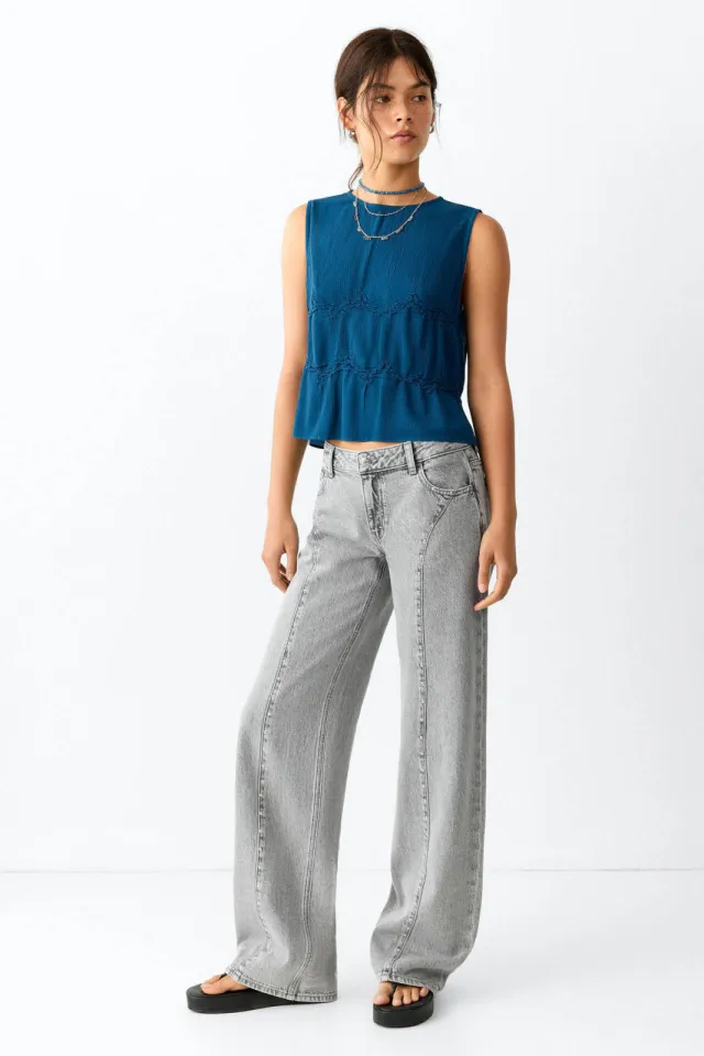 Mango TEEN wide leg jeans - grijs Grey denim