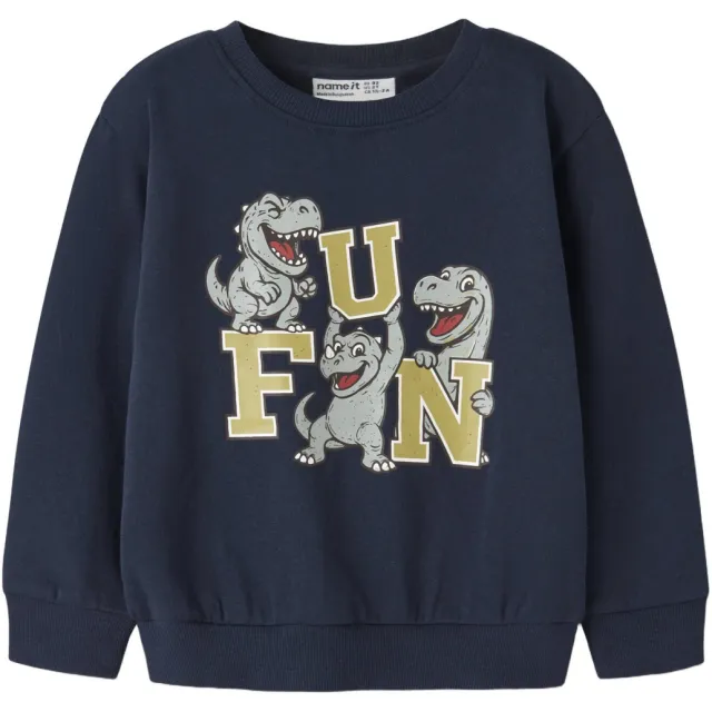 NAME IT MINI rechtvallende sweater met print - donkerblauw