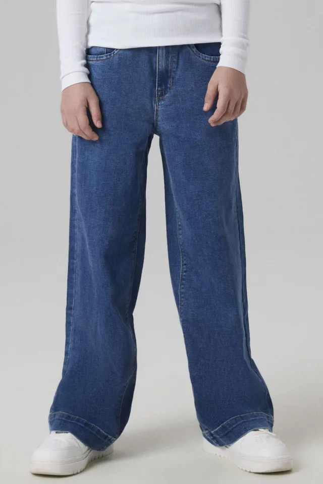 NAME IT KIDS wide leg jeans NKFROSE medium blue denim