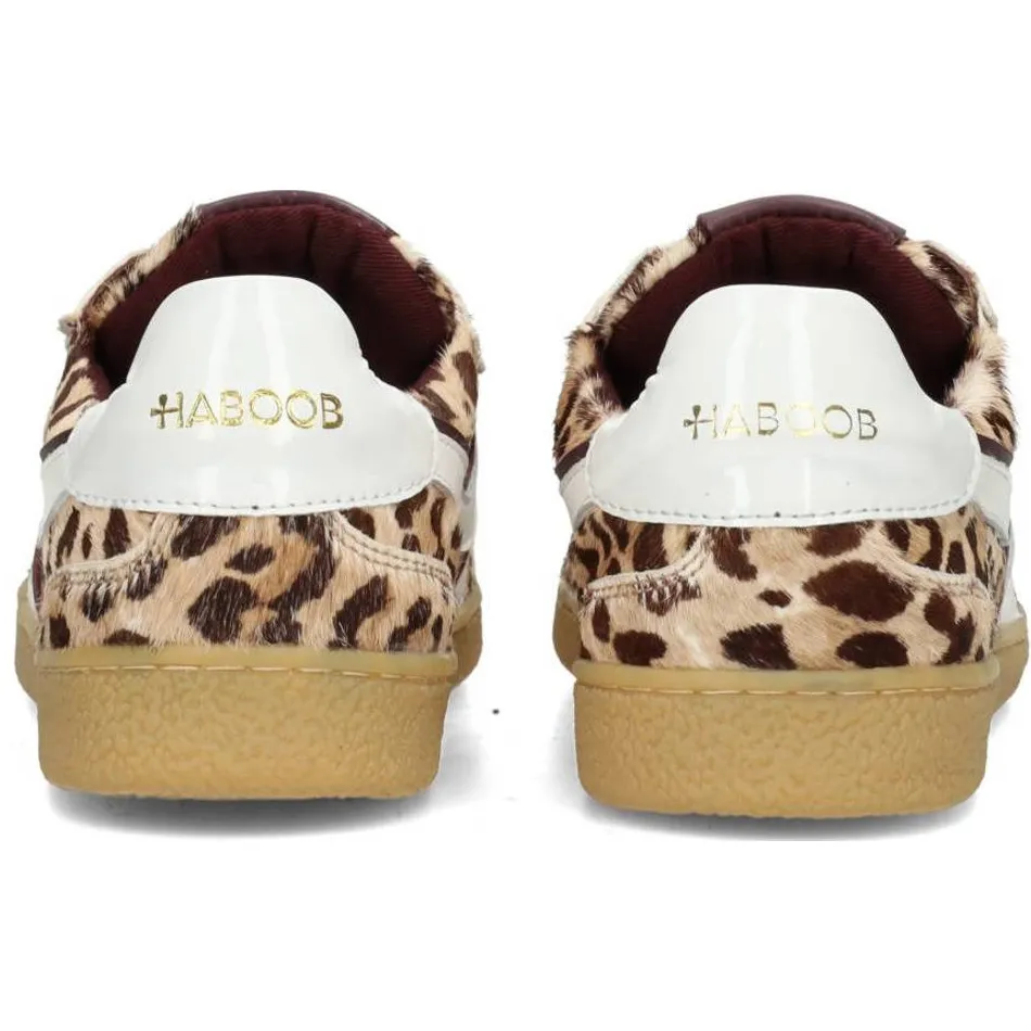 Haboob leren sneakers met panterprint beige/bruin, foto 5