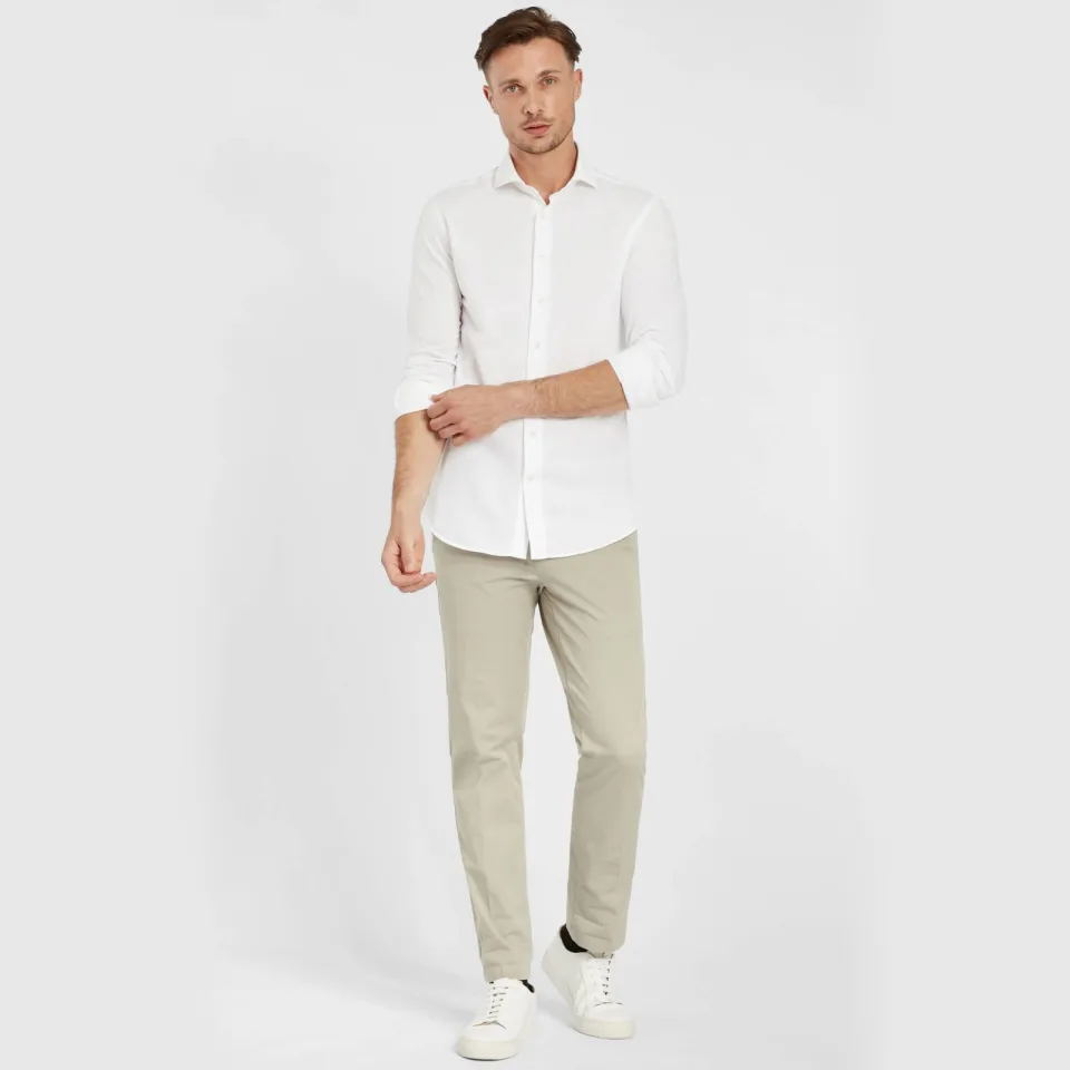 Profuomo Japanese Knitted slim fit jersey overhemd wit, foto 3